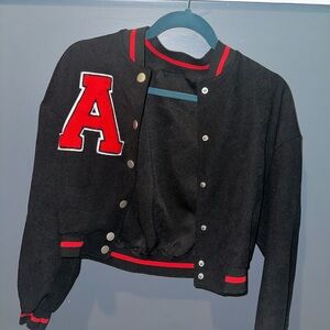 Black Varsity Jacket with Red Letter A